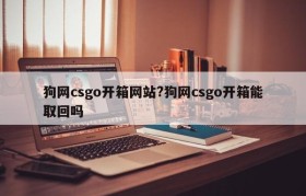 狗网csgo开箱网站?狗网csgo开箱能取回吗
